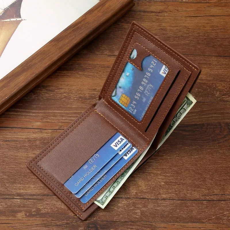 Men's leather short wallet