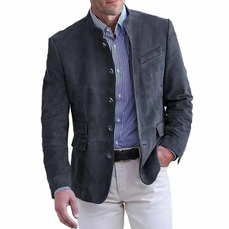Men's Casual Suede Blazer Jacket
